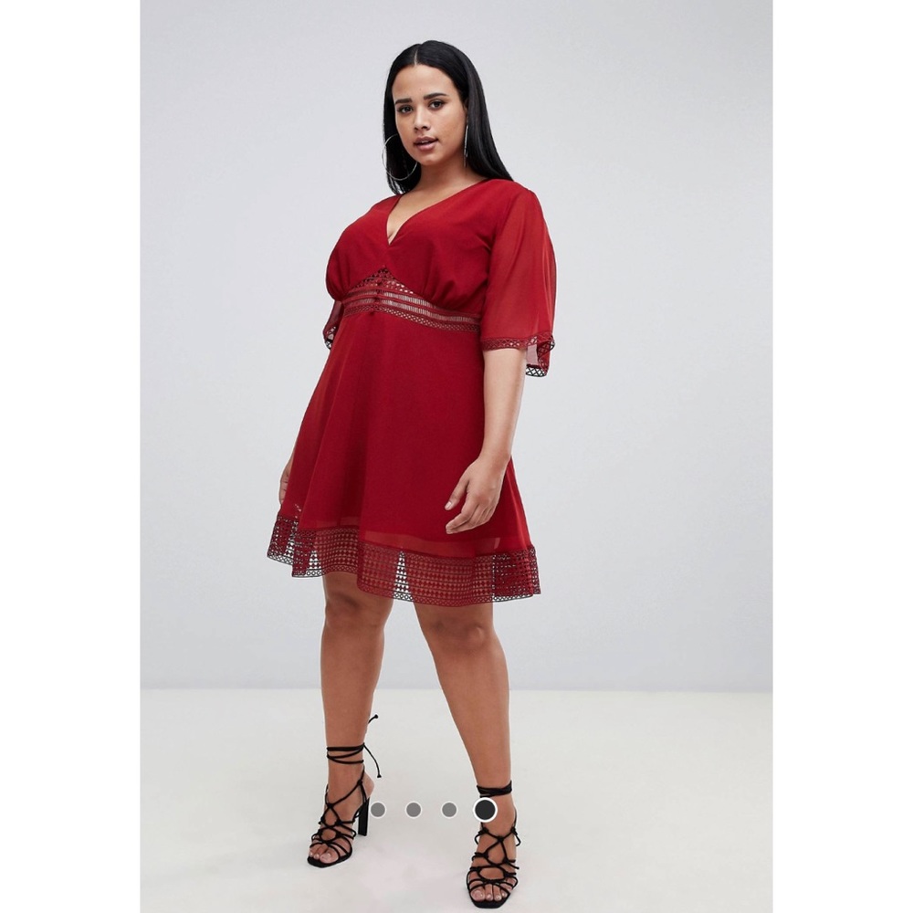 ASOS mini tea dress w lace + button front detail